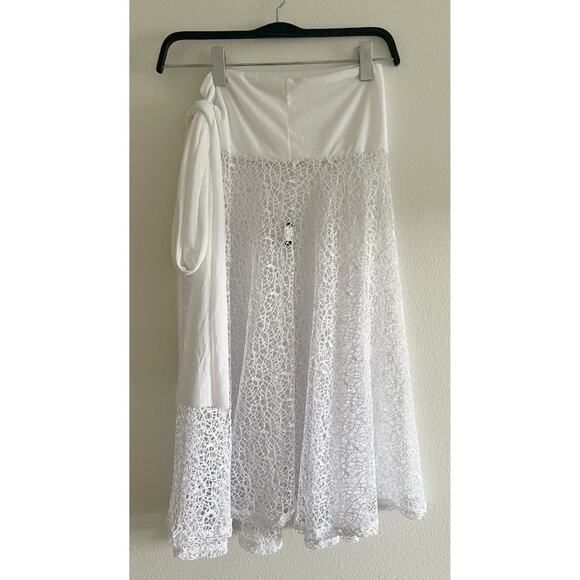 Ingear White Mesh See Through Side Tie Skirt Cover Up Large - Picture 2 of 8